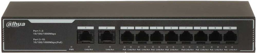 Šakotuvas SWITCH POE SG1010LP 8 PRIEVADŲ DAHUA