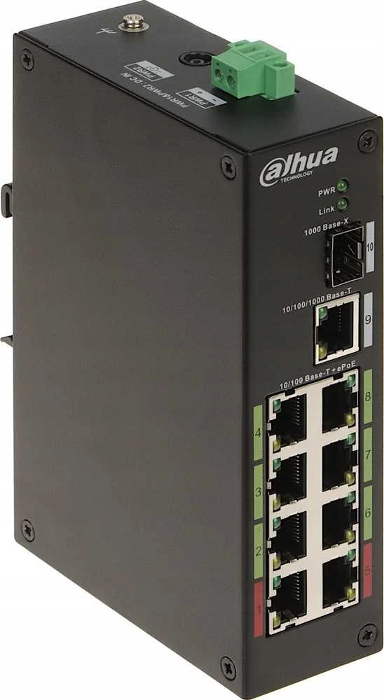 Dahua ePoE šakotuvas 100Mbps 8portu+1G uplink + 1SFP, ePoE iki 800m, Hi-PoE