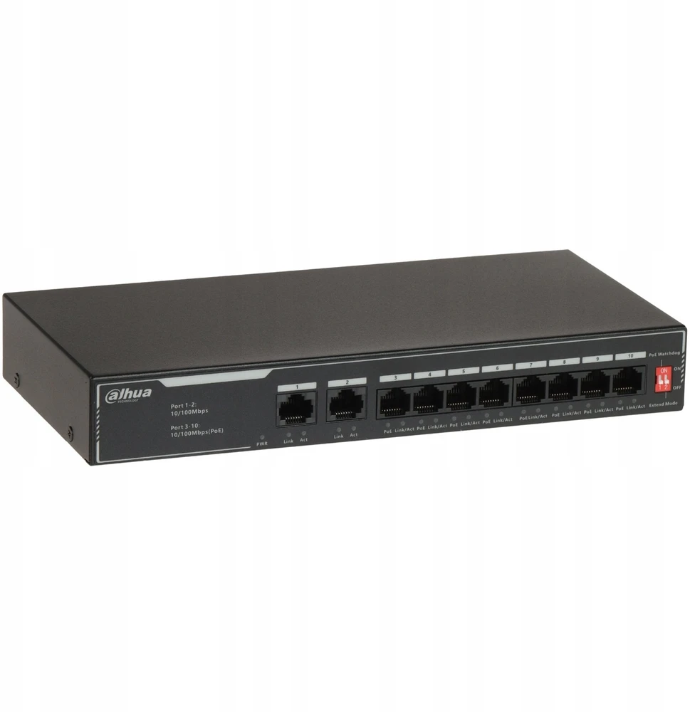 Šakotuvas SWITCH POE SF1010LP 8 PRIEVADŲ DAHUA