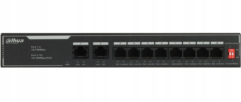 Šakotuvas SWITCH POE SF1010LP 8 PRIEVADŲ DAHUA