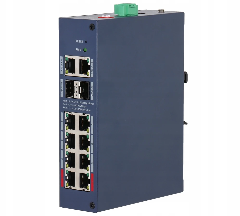 Šakotuvas VALDOMAS PRAMONINIS POE JUNGIKLIS CHS4212-8GT-110 8 PRIEVADŲ SFP DAHUA