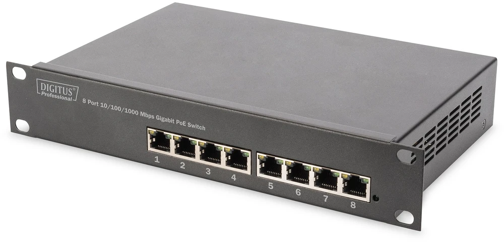 Šakotuvas Switch Digitus Gigabit Ethernet PoE 8-port 10'' 80 W (DN-95317-1)