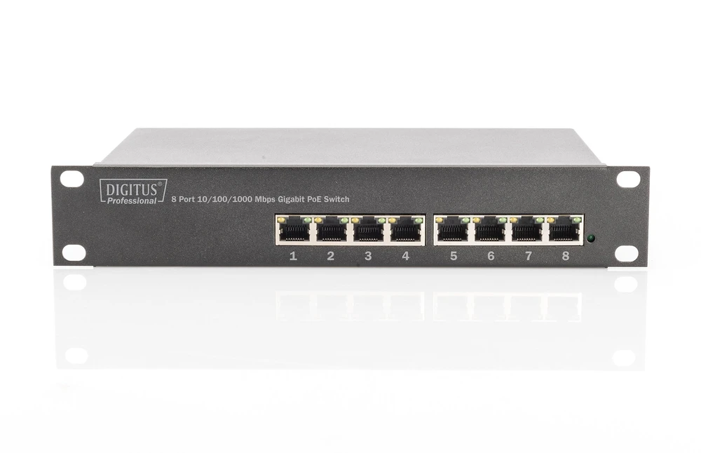 Šakotuvas Switch Digitus Gigabit Ethernet PoE 8-port 10'' 80 W (DN-95317-1)