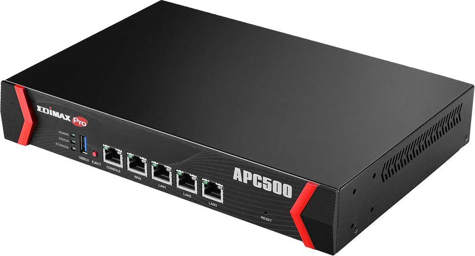 Šakotuvas Edimax Wireless AP Controller APC500 10/100/1000 Mbit/s, Ethernet LAN (RJ-45) jungtys 3, 1xUSB 3.0, Valdo iki 128 Edimax Pro prieigos taškus, įskaitant vidaus ir lauko AP.
