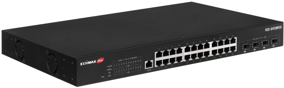 Šakotuvas Switch EdiMax Przełącznik sieciowy zarządzany 2.5G Ethernet (100/1000/2500) obsługa PoE 1U juoda (TGS-5428PLX)