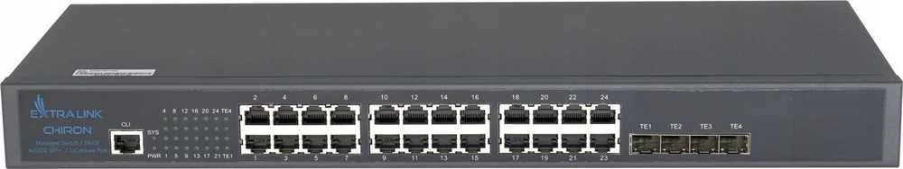 Šakotuvas Valdomas L3 komutatorius Extralink Chiron, 24x RJ45 1000Mb/s, 4x SFP+