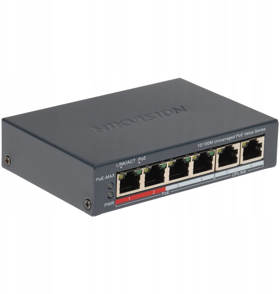 Šakotuvas Komutatorius 6 prievadų Hikvision DS-3E0106P-E/M(B)