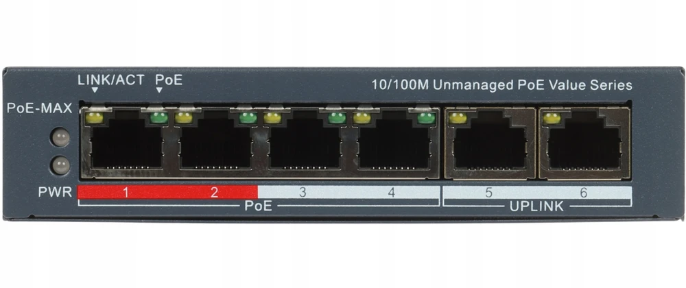 Šakotuvas Komutatorius 6 prievadų Hikvision DS-3E0106P-E/M(B)