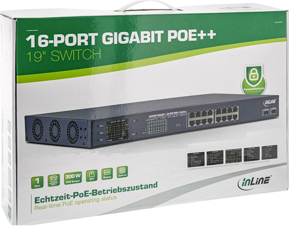 Šakotuvas Switch InLine PoE++ Gigabit 16 Port (32316P)