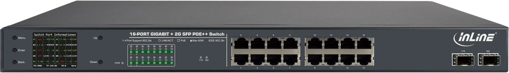 Šakotuvas Switch InLine PoE++ Gigabit 16 Port (32316P)