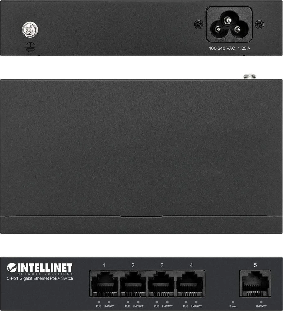 Šakotuvas ITL Intellinet 561792 tinklo komutatorius Gigabit Ethernet (10/100/1000) Maitinimas per Eternetą (PoE) Juoda