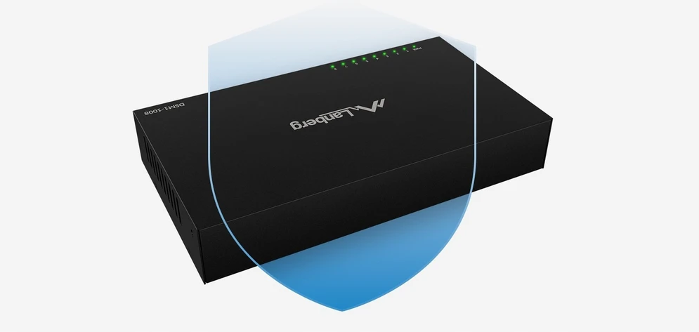 Šakotuvas LANBERG DSM1-1008 SWITCH 8X 1GB/S UNMANAGED GIGABIT ETHERNET DESKTOP 12V (METAL CASE)
