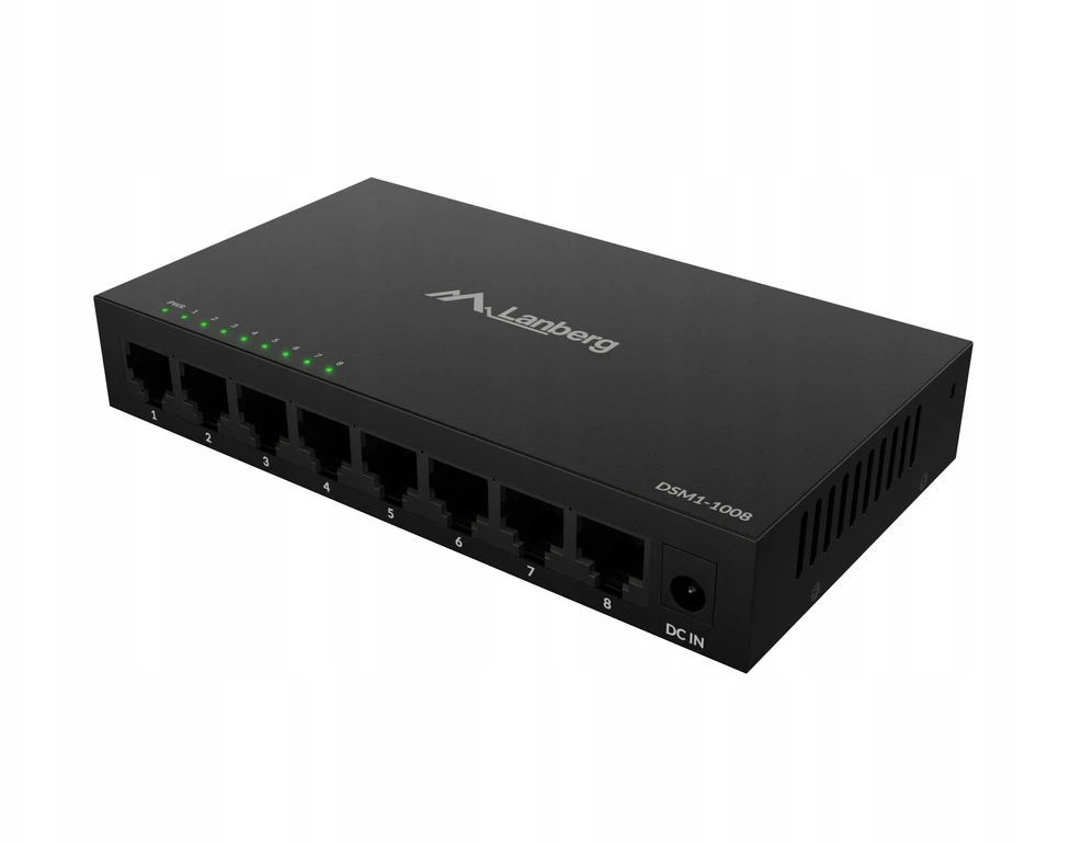 Šakotuvas LANBERG DSM1-1008 SWITCH 8X 1GB/S UNMANAGED GIGABIT ETHERNET DESKTOP 12V (METAL CASE)