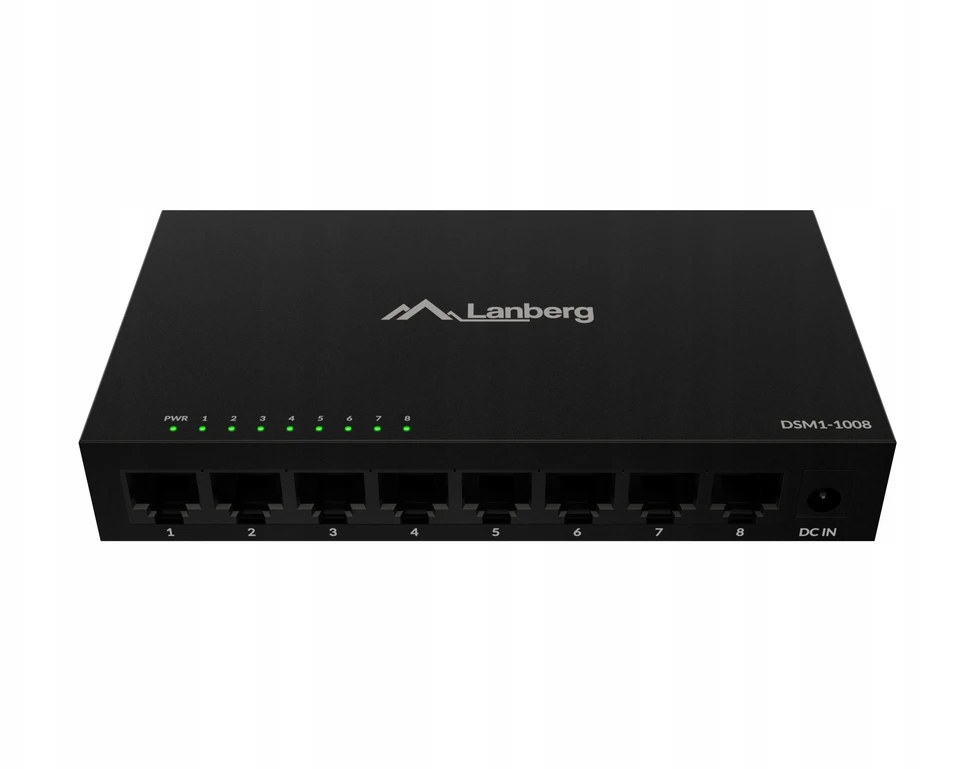 Šakotuvas LANBERG DSM1-1008 SWITCH 8X 1GB/S UNMANAGED GIGABIT ETHERNET DESKTOP 12V (METAL CASE)