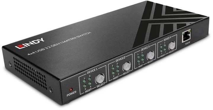 USB Jungiklis - LINDY 4x4 USB 3.2 Gen 1 Matrix Jungiklis, 5 Gbps, Juodas