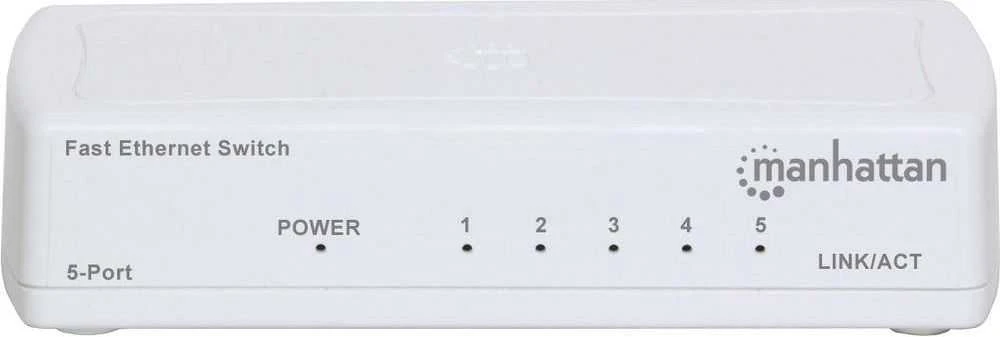 Šakotuvas „Manhattan Fast Ethernet“ biuro jungiklis, 5 prievadų, kompaktiškas, plastikinis, 560672