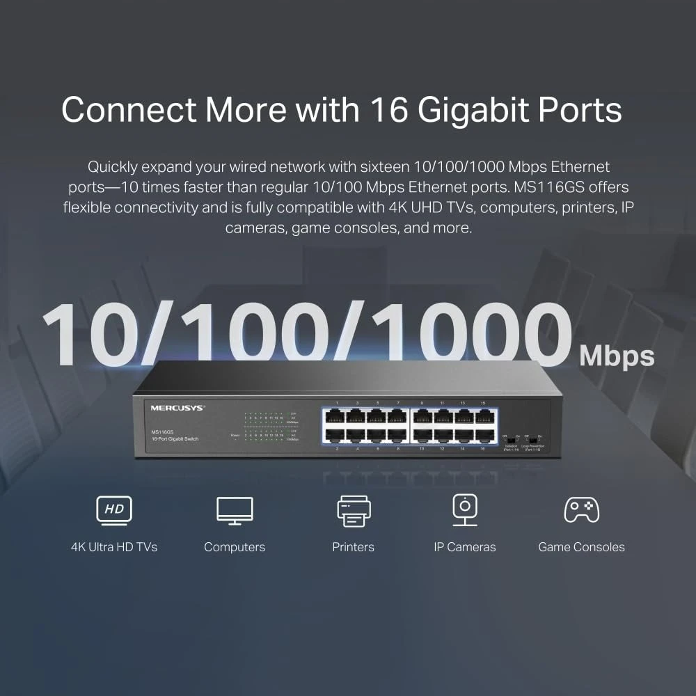Šakotuvas Switch Mercusys MS116GS (MS116GS(UN))