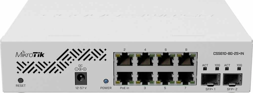 MikroTik | Debesis Maršrutizatorius Switch | CSS610-8G-2S+IN | Tvarkomas žiniatinklis | Montuojamas ant stovo | Gigabit Ethernet (vario) jungtys kiekis 8 | SFP+ jungtys kiekis 2