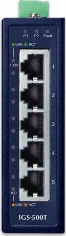 Šakotuvas PLANET IGS-500T tinklo komutatorius Ne-valdomas Gigabit Ethernet (10/100/1000) Mėlyna