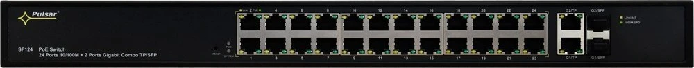 Šakotuvas SWITCH POE PULSAR SF124 24+2 UPLINK/SFP POE+ GIGABIT