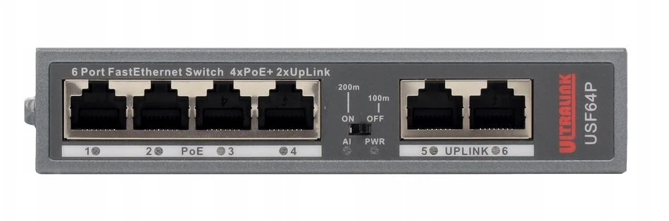 Šakotuvas Pulsar USF64P komutatorius PoE FastEthernet, 4xPoE, 2xUpLink