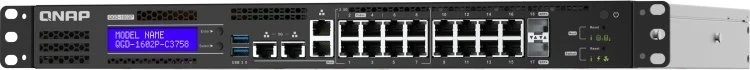 Šakotuvas „Qnap Systems“ QGD-1602-C3558: 8 2,5 GBE PRIESTAI / 8 1 GBE PRIESTAI 2 SFP+ 10 GBE. 86W T