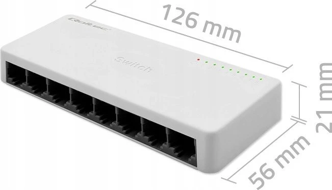 Šakotuvas Qoltec 52246 Tinklo jungiklis 8 x RJ45 prievadas | 100Mbps | LAN
