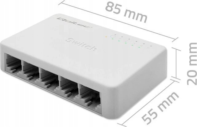 Šakotuvas Qoltec 52247 Tinklo jungiklis 5 x RJ45 prievadas | 1000Mbps | LAN