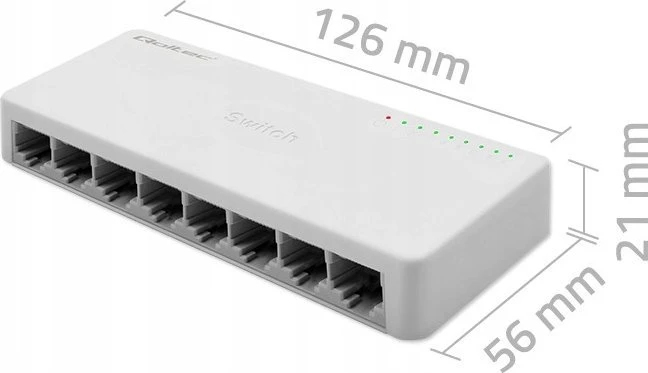Šakotuvas Qoltec 52248 Tinklo jungiklis | 8 x RJ45 prievadas | 1000Mbps | LAN