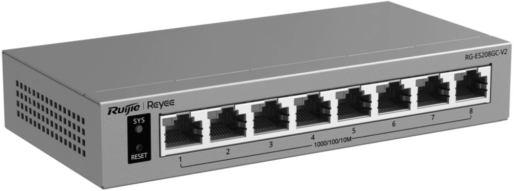 Šakotuvas Ruijie Switch Reyee 8 prievadų (RG-ES208GC-V2)