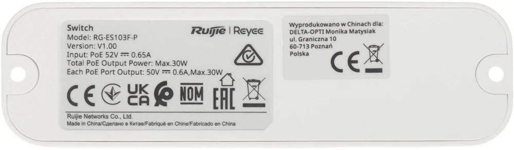 Šakotuvas Ruijie Switch Reyee POE / prailgintuvas 2 prievadų + 1X Uplink (RG-ES103F-P)