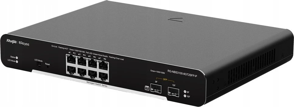 Šakotuvas Ruijie Reyee Ruijie SWITCH POE RG-NBS3100-8GT2SFP-P 8 PRIEVADŲ REYEE