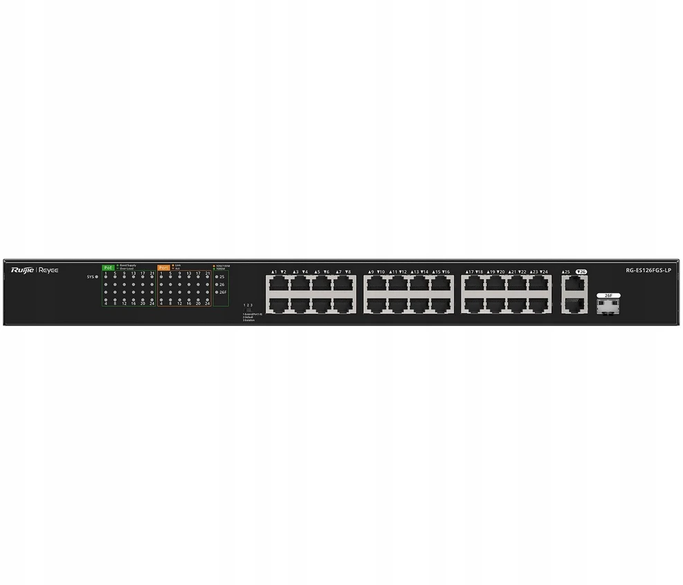 Šakotuvas SWITCH POE RG-ES126FGS-LP 24 PRIEVADŲ REYEE