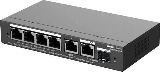 Šakotuvas Ruijie SWITCH POE RG-ES206GS-P 4 PRIEVADŲ REYEE