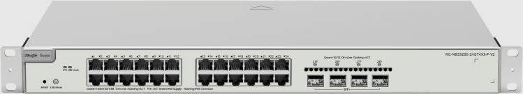 Šakotuvas Switch RUIJIE Tinklo komutatorius Networks Valdomas L2+ Gigabit Ethernet (10/100/1000) PoE palaikymas pilka (RG-NBS3200-24GT4XS-P-V2)