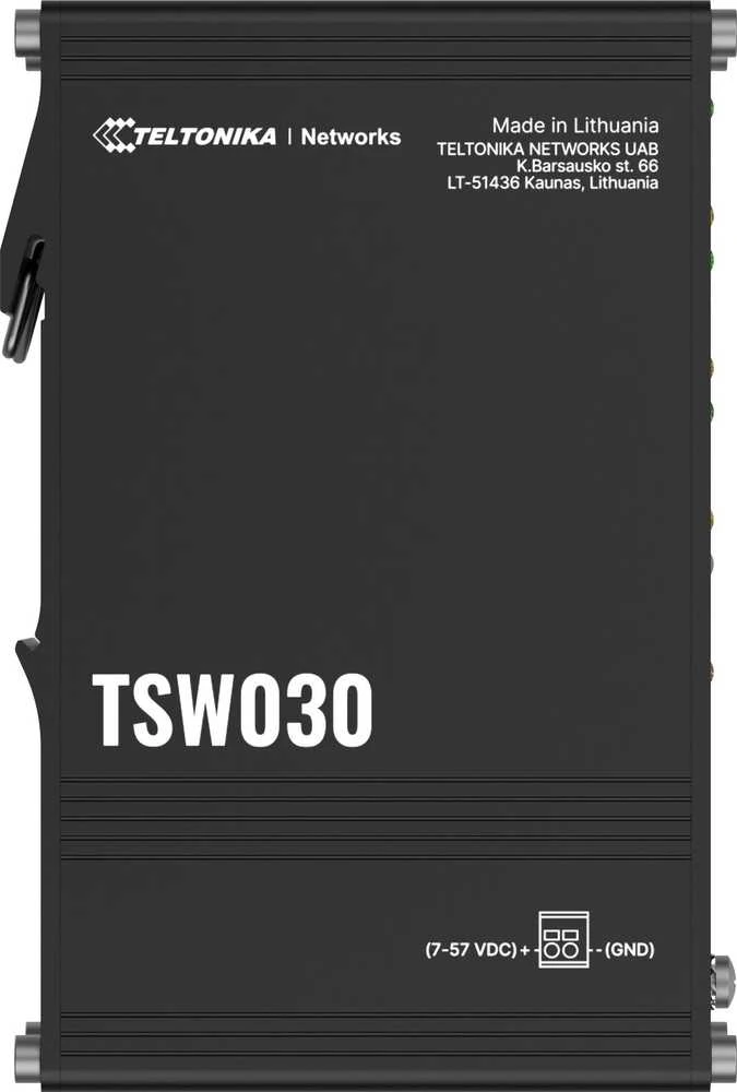 Šakotuvas Teltonika | Komutatorius | TSW030 | Nevaldomas | Montuojamas ant DIN bėgelio | 10/100 Mbps (RJ-45) jungčių kiekis: 8 | Maitinimo šaltinio tipas: 2 kontaktų pramoninis nuolatinės srovės maitinimo lizdas