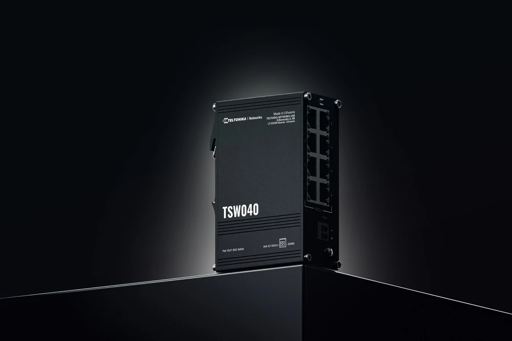 Šakotuvas Teltonika | Pramoninis komutatorius | TSW040 | Nevaldomas | Montuojamas ant DIN bėgelio | 10/100 Mbps (RJ-45) jungtys, kiekis: 8 | PoE+ jungtys, kiekis: 8 | Maitinimo šaltinio tipas: 2 kontaktų pramoninis nuolatinės srovės maitinimo lizdas