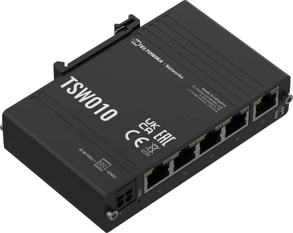 Šakotuvas Teltonika | Ethernet komutatorius | TSW010 | Nevaldomas | Tvirtinamas prie sienos | 10/100 Mbps (RJ-45) jungtys kiekis: 5