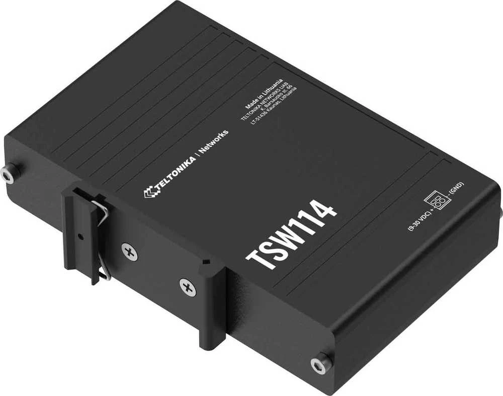 Šakotuvas Teltonika | DIN bėgelio komutatorius | TSW114 | Nevaldomas | Montuojamas ant sienos | Gigabito Ethernet (varinis) jungtys kiekis: 5 | Maitinimo šaltinio tipas: 2 kontaktų pramoninis nuolatinės srovės maitinimo lizdas