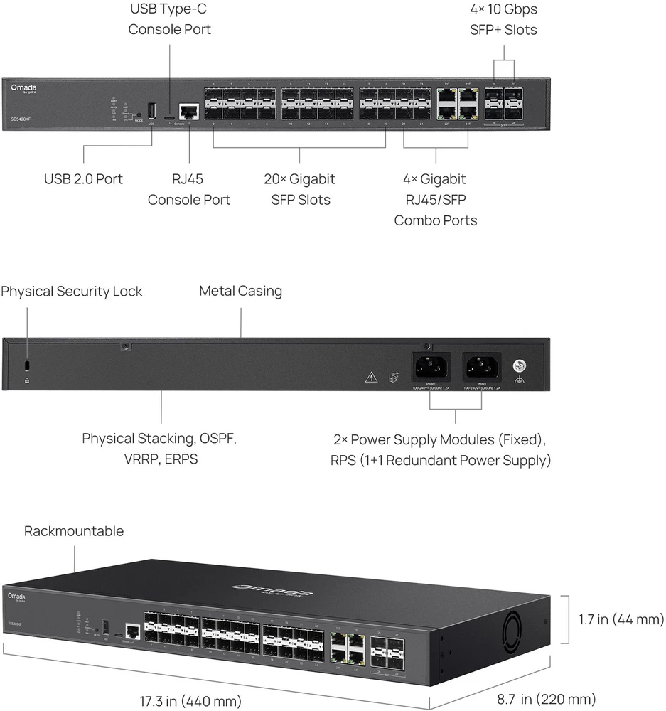 Šakotuvas Switch TP-Link Omada SG5428XF