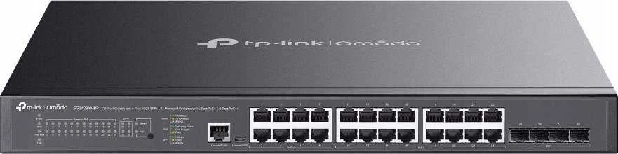 Šakotuvas TP-LINK | Komutatorius | SG3428XMPP Omada | Valdomas L2 | Montuojamas į lentyną | Gigabito Ethernet (varinis) jungčių kiekis: 24 | SFP+ jungčių kiekis: 4 | PoE+ jungčių kiekis: 16 ir 8x PoE++