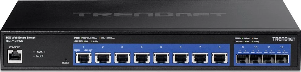 Šakotuvas Switch TRENDnet TEG-7124WS 12-Port 10G Web Smart Juodas (TEG-7124WS)
