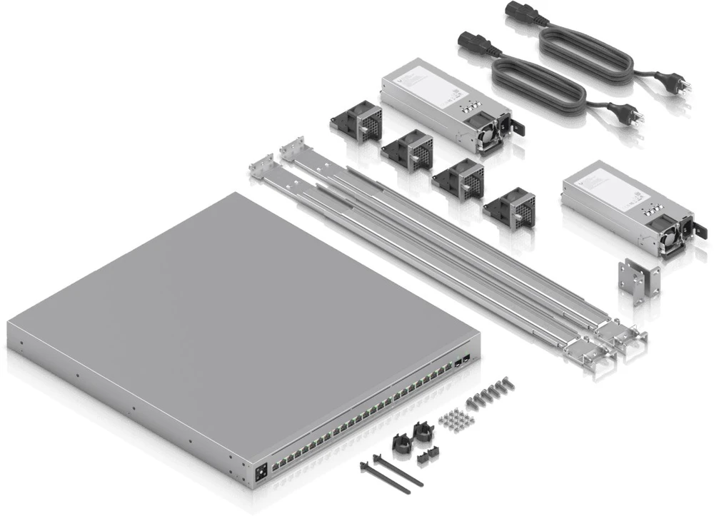 Šakotuvas Ubiquiti UniFi ECS-24-POE tinklo komutatorius Valdomas L2/L3 10G Ethernet (100/1000/10000) Maitinimas per Eternetą (PoE) 1U Pilka