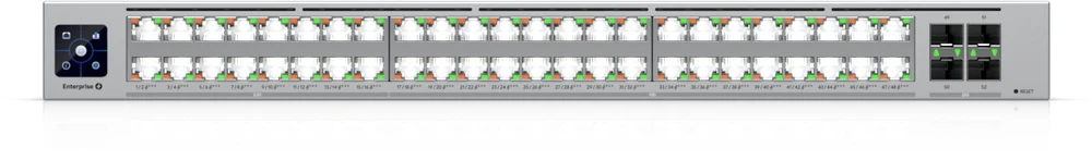 Šakotuvas „Ubiquiti ECS-48-PoE“ (2150 W) | Komutatorius | „Etherlighting™“, 16x 2,5 GbE RJ45, 32x 10 GbE RJ45, 4x SFP28, 2x QSFP28, L3, PoE+++