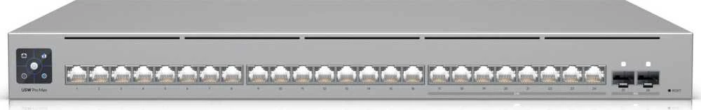 Šakotuvas Ubiquiti | „Etherlighting“ komutatorius su 2,5 GbE | USW-Pro-Max-24 | Valdomas 3 lygio | Montuojamas į stelažą | Gigabito eternetas (varinis) jungčių kiekis: 24