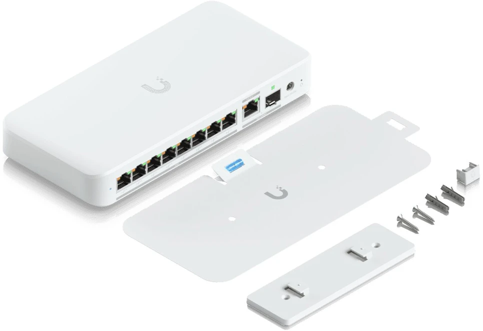 Šakotuvas UBIQUITI FLEX 2.5G POE FLEXIBLE, 8 PORT 2.5 GBE POE++ JUNGIKLIS SU 10 GBE RJ45/SFP+ KOMBINUOTU SUSIJUSIOS PRIEDAS, KURIE GALI BŪTI MAITINIMAS SU POE+++ ARBA KINKTAmosios srovės maitinimu*