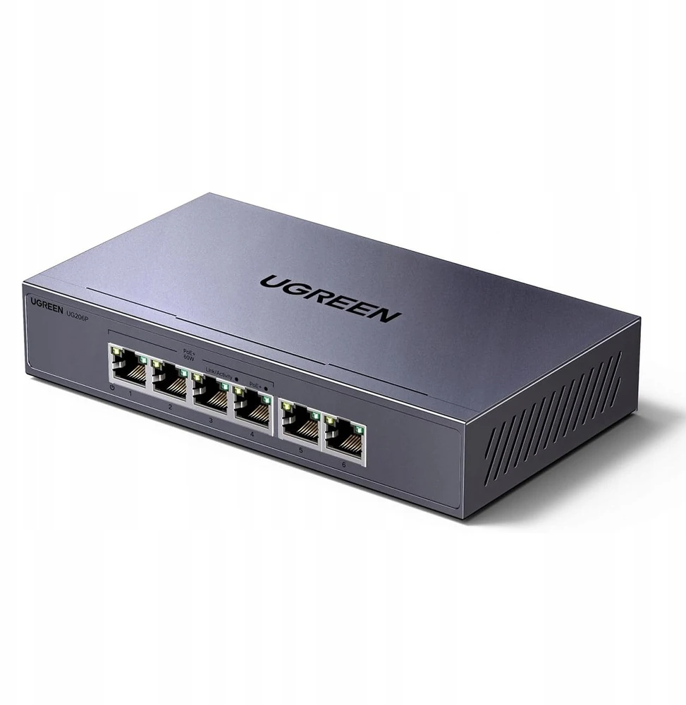 Šakotuvas „Ugreen“ 6 prievadų 1 Gb/s Ethernet komutatorius su PoE – rutulinis