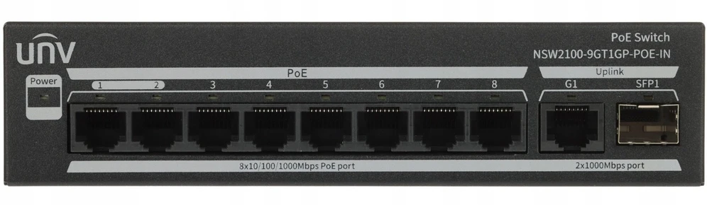 Šakotuvas Carruzzo POE komutatorius NSW2100-9GT1GP-POE-IN 8 prievadų UNIVIEW