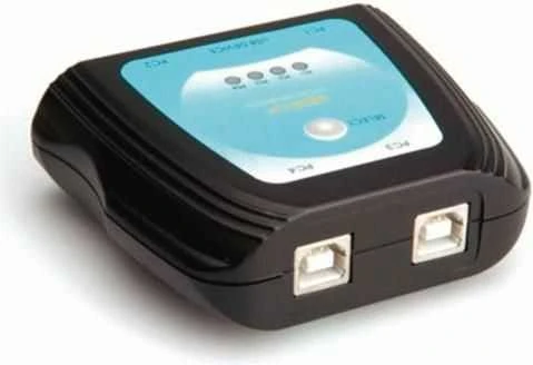 USB 2.0 jungiklis su 4 prievadais ir mygtuku