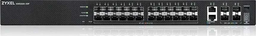 Šakotuvas ZYXEL XGS2220-30F, L3 prieigos komutatorius, 24X1G SFP, 2X10MG RJ45, 4X10G SFP+ UPLINK, įskaitant 1 metų „Nebulaflex Pro“ (5 metų garantija)